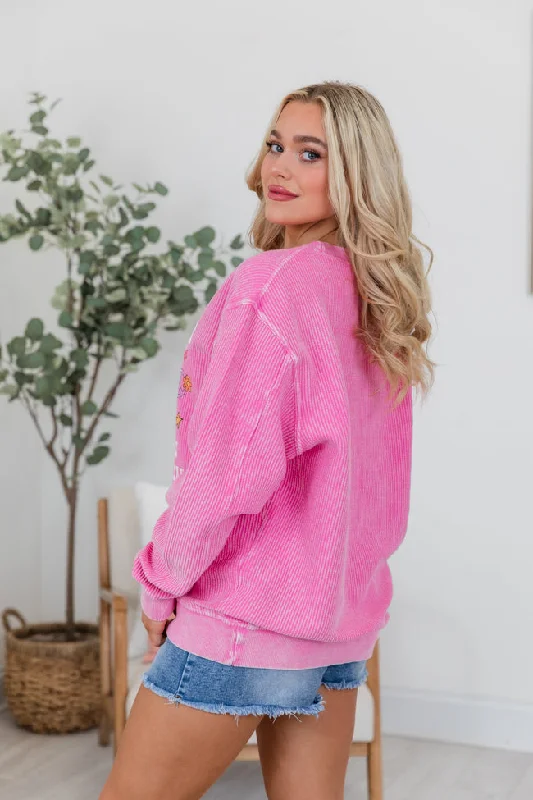 Motherhood Hot Pink Corded Graphic Sweatshirt