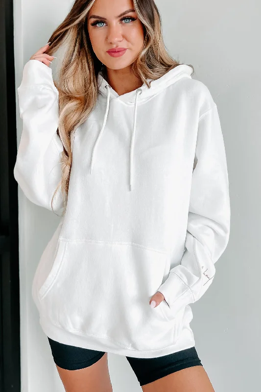 ""NanaMacs XOXO"" Graphic Hoodie (White/Taupe Text-Sleeve) - Print On Demand