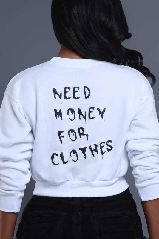 Need Money Graphic Crewneck Sweatshirt - White