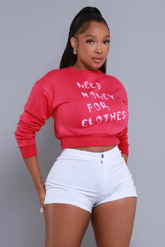 Need Money Graphic Crewneck Sweatshirt - Pink