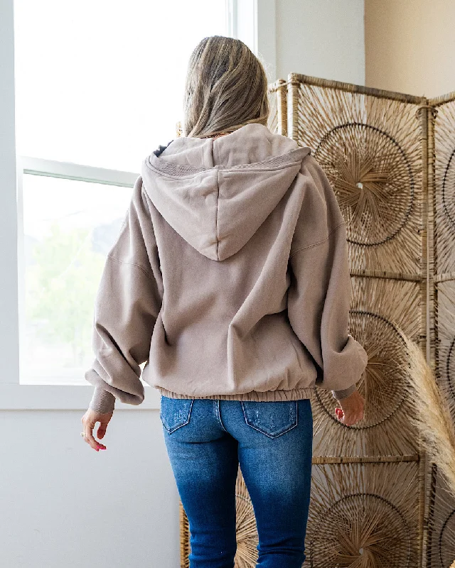 NEW! Ampersand Ave Oversized HalfZip Sweatshirt - Sand