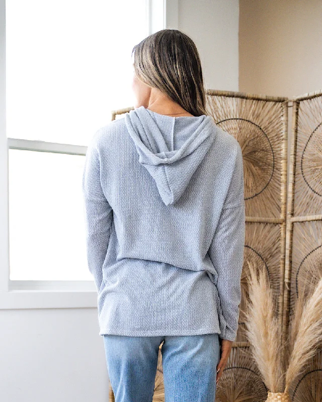 Hillary Gray Open Weave Hooded Top