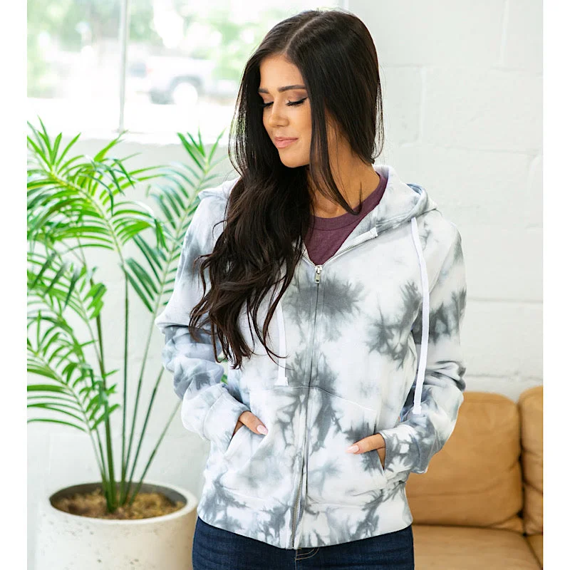 Marbled Gray Boyfriend Full Zip Hoodie FINAL SALE