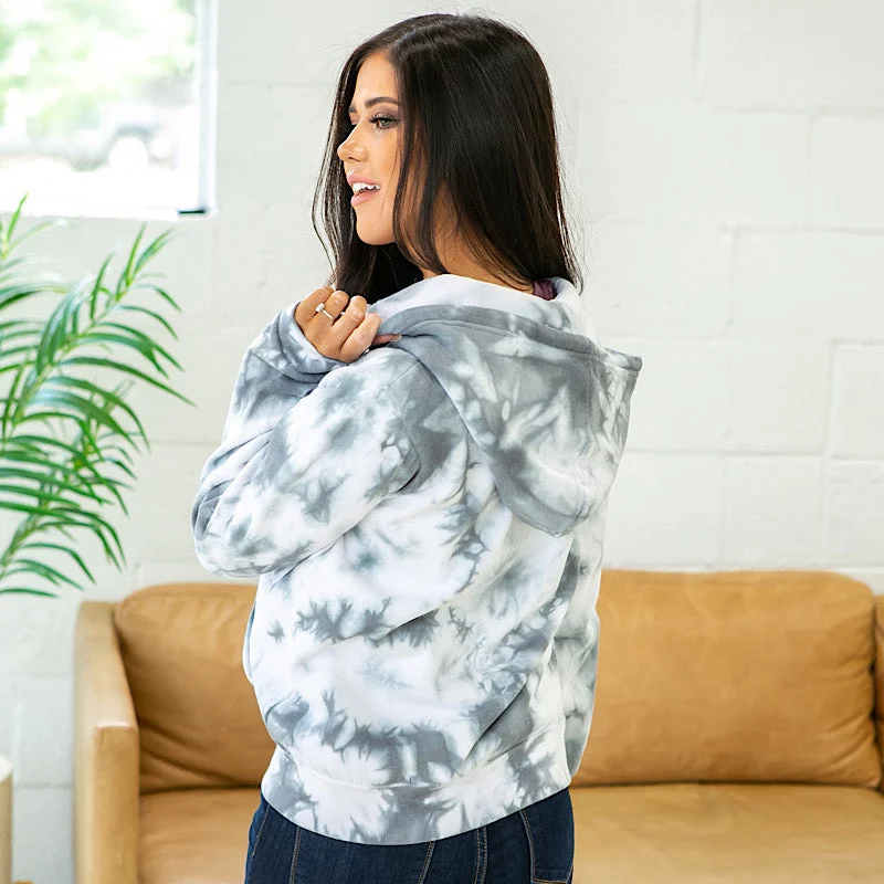 Marbled Gray Boyfriend Full Zip Hoodie FINAL SALE