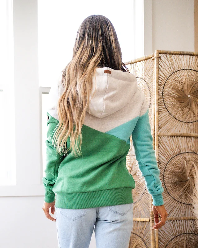 Wanakome Roxy Half Zip Hoodie - Emerald Green Mix