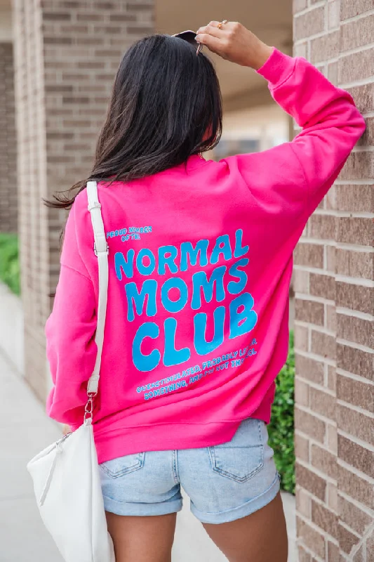 Normal Moms Club Hot Pink Oversized Graphic Sweatshirt