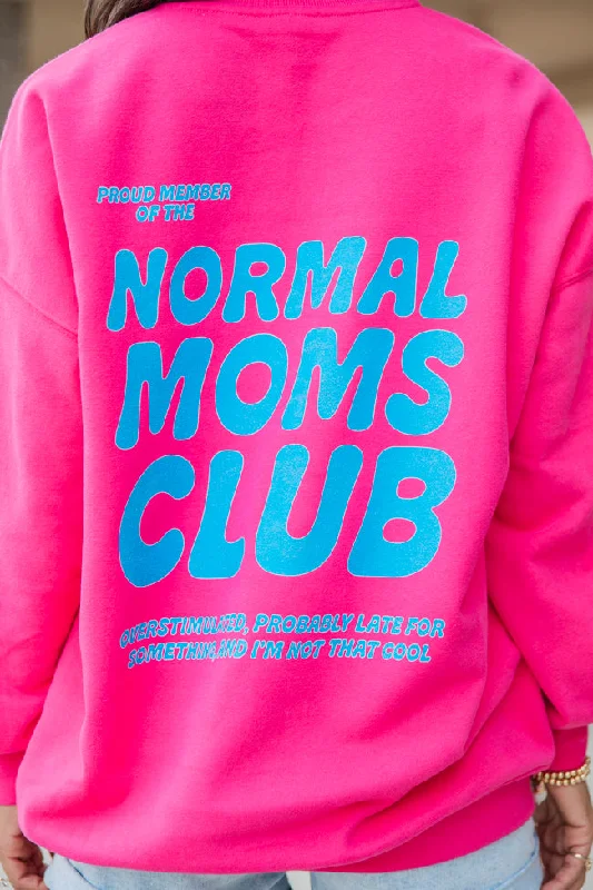 Normal Moms Club Hot Pink Oversized Graphic Sweatshirt