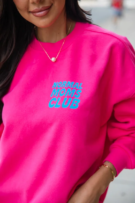 Normal Moms Club Hot Pink Oversized Graphic Sweatshirt