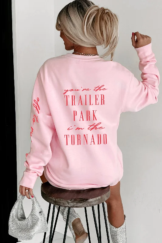 ""Off To Ruin A Life"" Double-Sided Graphic Crewneck (Light Pink) - Print On Demand