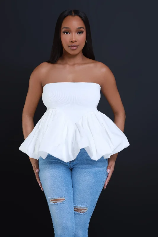 Once Upon A Time Ruffle Crop Top - White