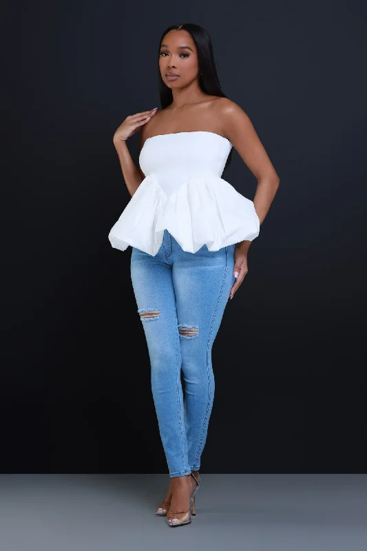 Once Upon A Time Ruffle Crop Top - White