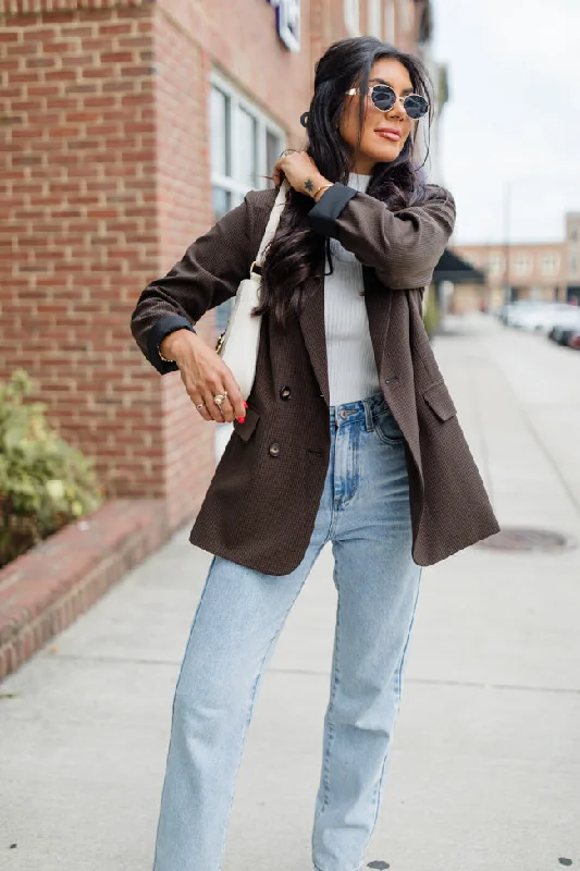 One Track Mind Black And Plaid Blazer