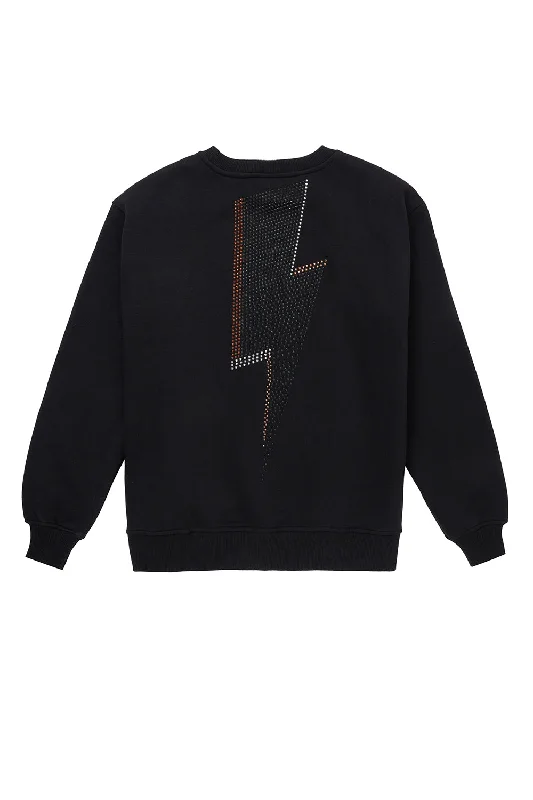 Washed Black with Studded Lightning Bolt Oversized Sweatshirt