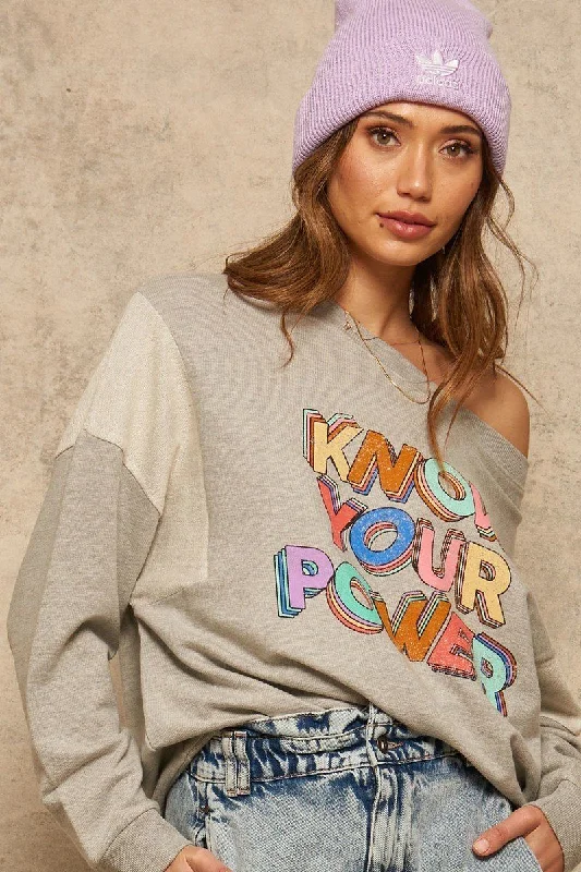 Hot Girl Know Your Power French Terry Knit Graphic Sweatshirt