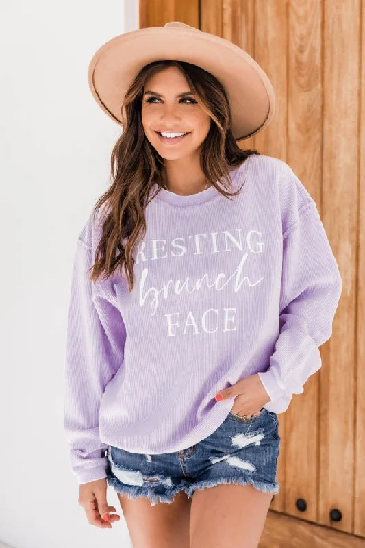 Resting Brunch Face Corded Graphic Sweatshirt Lilac FINAL SALE