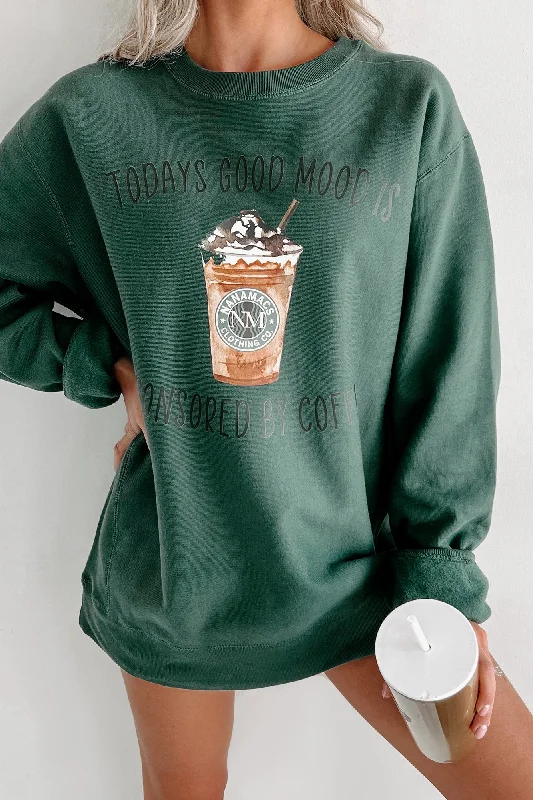 ""Sponsored By Coffee"" Heavyweight Graphic Crewneck (Alpine Green) - Print On Demand