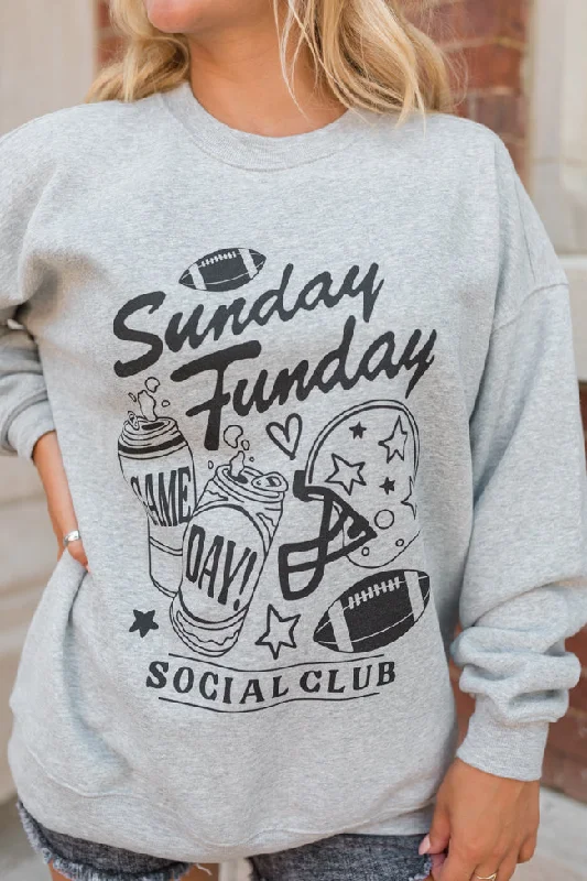 Sunday Funday Light Grey Oversized Graphic Sweatshirt