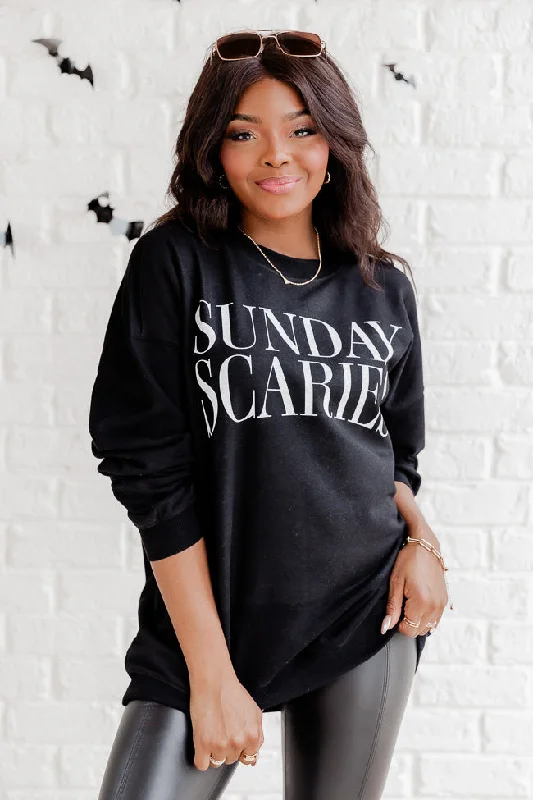 Sunday Scaries Black Oversized Graphic Sweatshirt