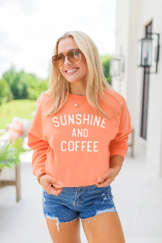 Sunshine and Coffee Coral Oversized Graphic Sweatshirt