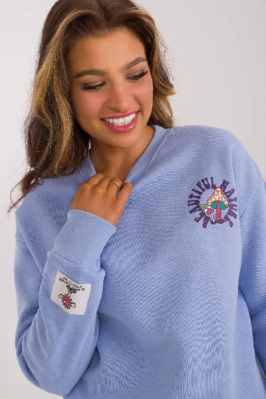 Sublevel Beautiful Nature Cotton Blend Sweatshirt In Blue