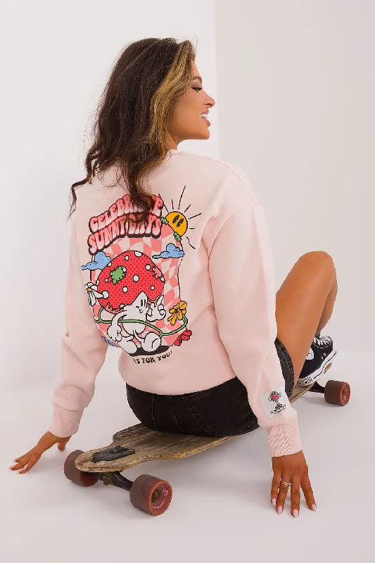 Sublevel Sunny Days Cotton Blend Sweatshirt In Pink