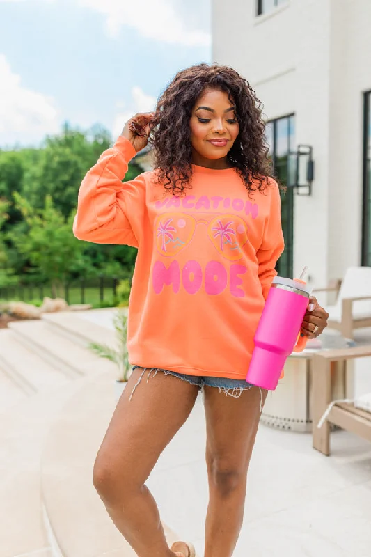 Vacay Mode Coral Oversized Graphic Sweatshirt