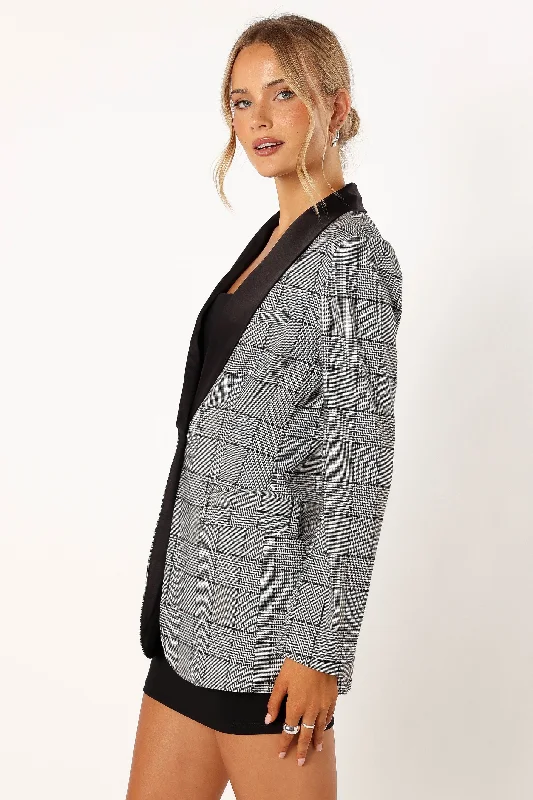 Veronica Contrast Lapel Blazer - Grey