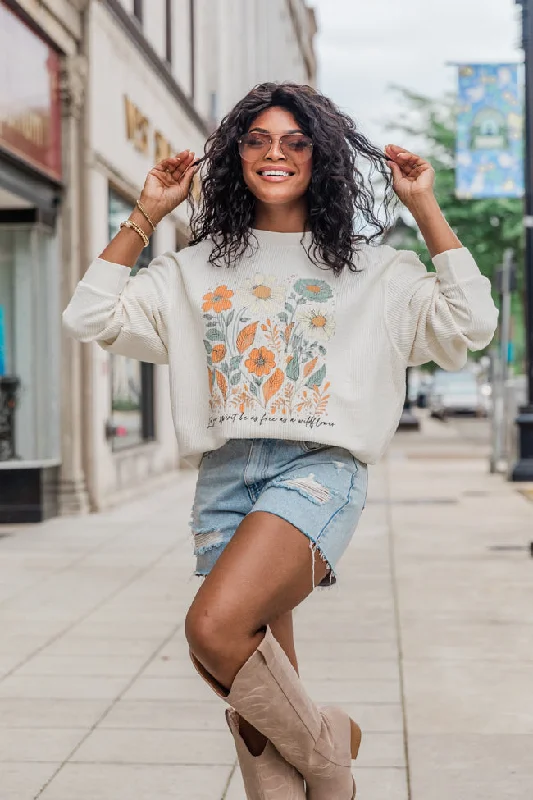 Wildflower Ivory Corded Graphic Sweatshirt