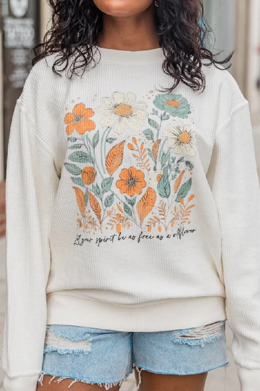 Wildflower Ivory Corded Graphic Sweatshirt