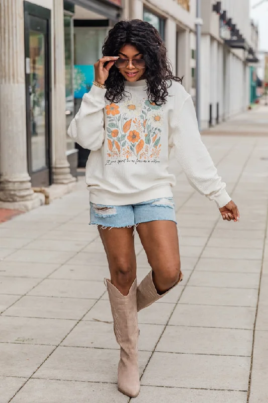 Wildflower Ivory Corded Graphic Sweatshirt