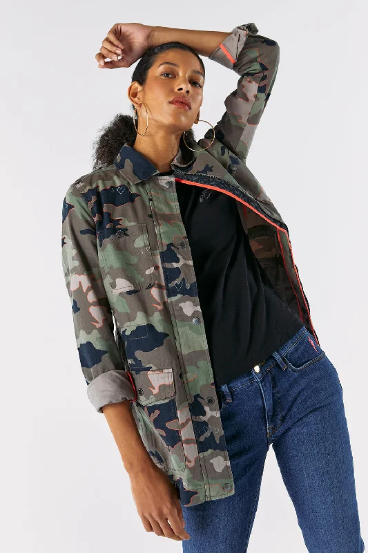 Khaki Camo Print Utility Jacket