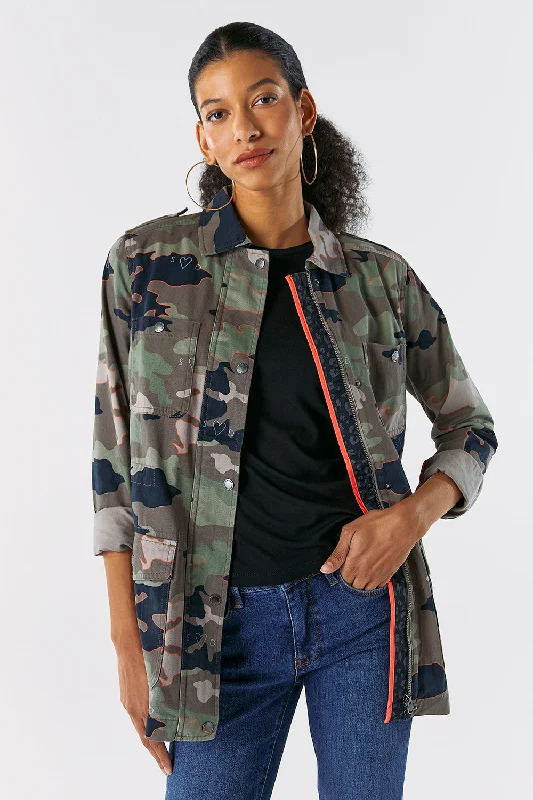 Khaki Camo Print Utility Jacket